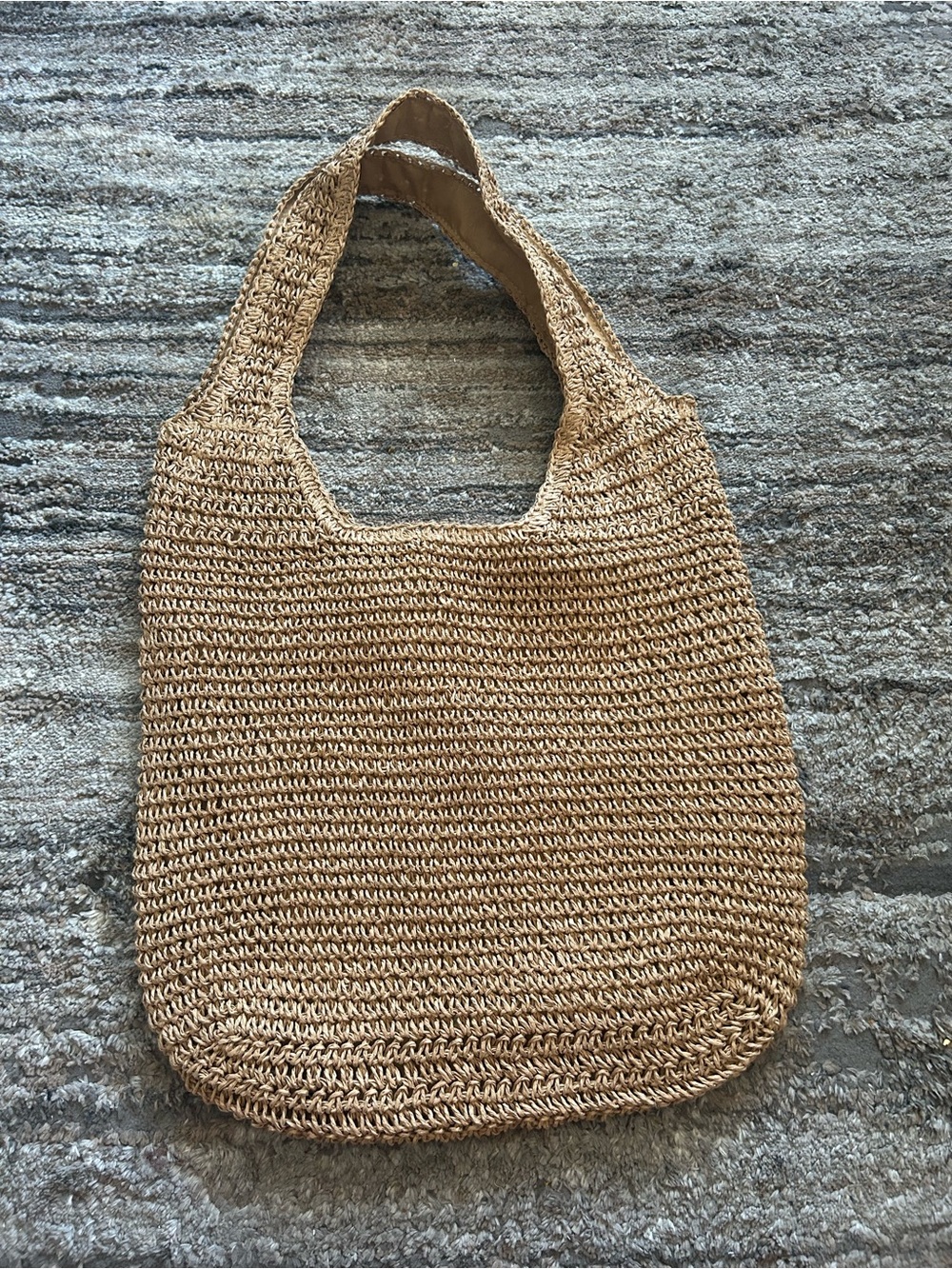 Handwoven Straw Tote Bag - Natural Tan